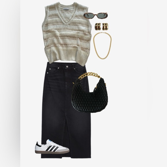 Zara Oversized Knit / Lace Cream Vest - Picture 1 of 6